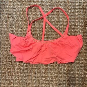 Coral Ruffled Bikini Top